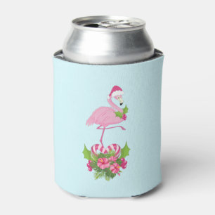 Pink Flamingo in Weihnachtsmannmütze Whimsisches W Dosenkühler