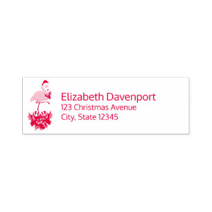 Pink Flamingo in Weihnachtsmannmütze Whimsisches W Permastempel