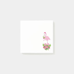 Pink Flamingo in Weihnachtsmannmütze Whimsisches W Post-it Klebezettel