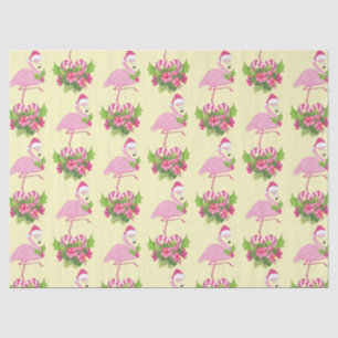 Pink Flamingo in Weihnachtsmannmütze Whimsisches W Seidenpapier