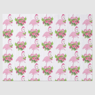 Pink Flamingo in Weihnachtsmannmütze Whimsisches W Seidenpapier