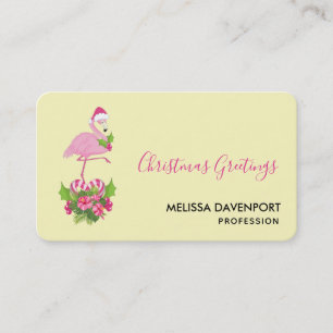 Pink Flamingo in Weihnachtsmannmütze Whimsisches W Visitenkarte
