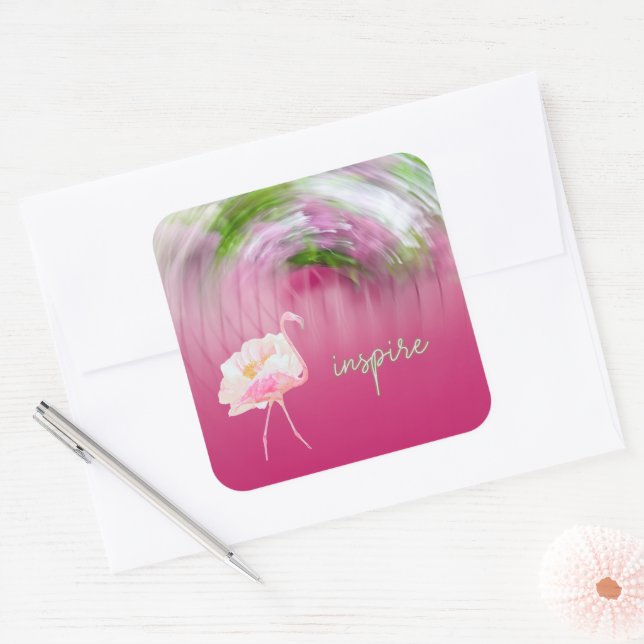Pink Flamingo Inspiration Sprichwort Inspiriert Quadratischer Aufkleber (Umschlag)