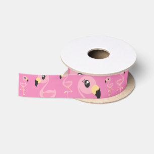 Pink Flamingo Kid's Geburtstag tropisch Satinband