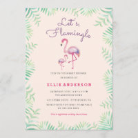 Pink Flamingo Kinderdusche Einladung