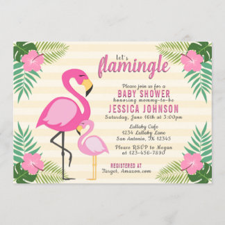Pink Flamingo Kinderdusche Einladung