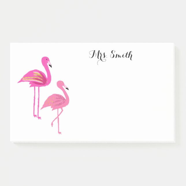 Pink Flamingo Lehrer notiert Postit Notes Post-it Klebezettel (Vorderseite)
