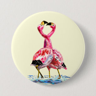 Pink Flamingo Liebe Button Painting