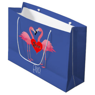 Pink Flamingo Liebe Design - Geschenktasche - Groß Große Geschenktüte