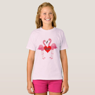 Pink Flamingo Liebe Design - Girls' Basic T - Shir T-Shirt