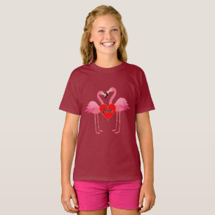 Pink Flamingo Liebe Design - Girls' Basic T - Shir T-Shirt