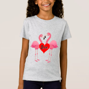 Pink Flamingo Liebe Design - Girls' Fine Jersey T- T-Shirt