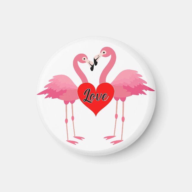 Pink Flamingo Liebe Design - Magnet: Kreis Magnet (Vorne)