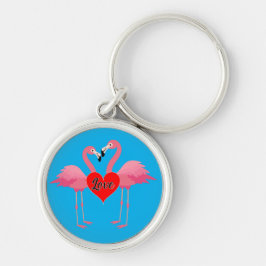 Pink Flamingo Liebe Design - Premium Round Schlüss Schlüsselanhänger
