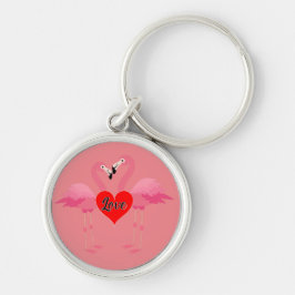 Pink Flamingo Liebe Design - Premium Round Schlüss Schlüsselanhänger