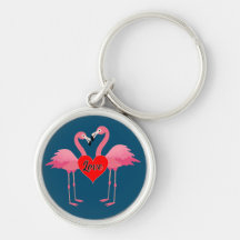 Pink Flamingo Liebe Design - Premium Round Schlüss