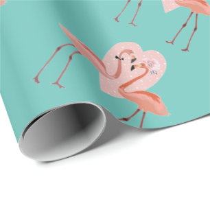 Pink Flamingo Liebe Geschenkpapier