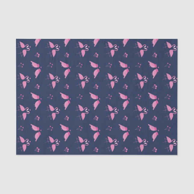 Pink Flamingo Love Birds Muster Valentinstag Seidenpapier (Vorderseite)