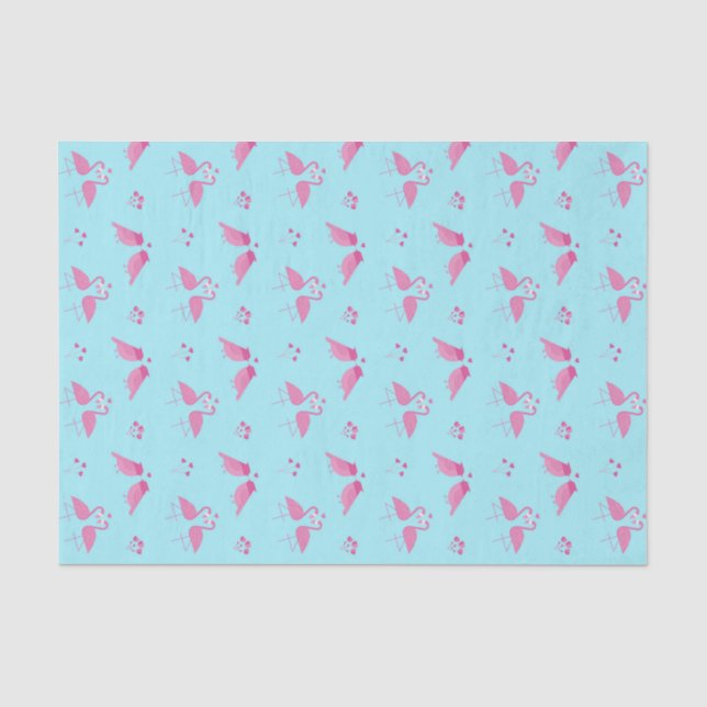 Pink Flamingo Love Birds Muster Valentinstag Seidenpapier (Vorderseite)