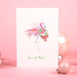 Pink Flamingo mit Wreath Beach Weihnachtskarte Feiertagskarte<br><div class="desc">Das Design dieser niedlichen Weihnachtskarte am Strand ist eine Nachbildung des original Victoria Aquarell Rosa Flamingo mit einem botanischen Kranz, der die Worte Warmest Wünsche in einer Kalligraphie Schrift Typografie. Eine tropische aber lustige Wahl, um Freunde und Familie aus dem sonnigen Florida zu schicken in dieser Feriensaison. Weitere Weihnachtsideen und...</div>