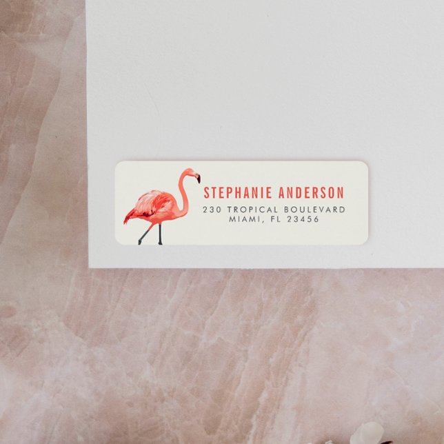 Pink Flamingo | Moderne Typografie-Rücksendeadress (Return Address Label Mock-up)