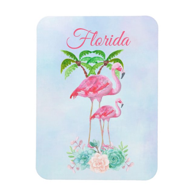 Pink Flamingo Momma & Baby Florida Magnet (Vertikal)