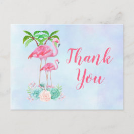 Pink Flamingo Momma & Baby Vielen Dank Postkarte