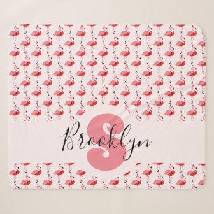 Pink Flamingo Monogram Animal Weihnachten Sherpadecke