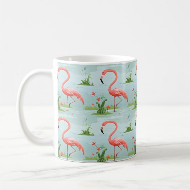 Pink Flamingo Muster Kaffeetasse (Links)