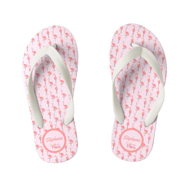 Pink Flamingo Muster Kleine Prinzessin anpassen Kinderbadesandalen (Fußbett)