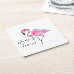 Pink Flamingo Oh Flock Ich bin 50 Rechteckiger Pappuntersetzer