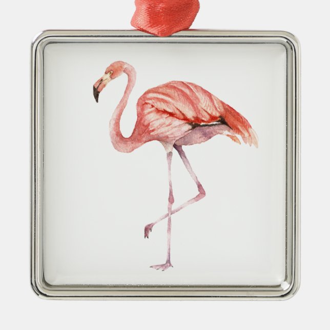 Pink Flamingo Ornament Aus Metall (Vorne)