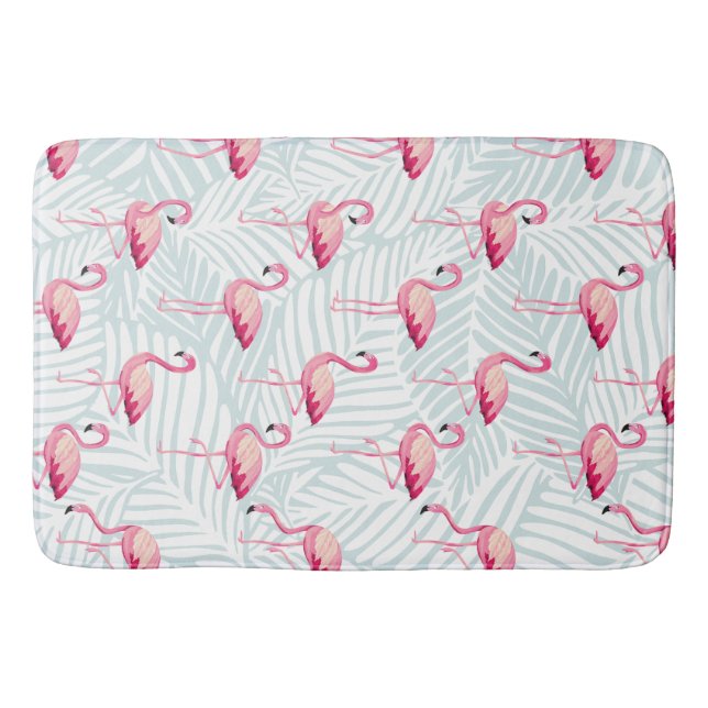 Pink Flamingo & Palm Blätter - Niedlich Badematte (Vorderseite)