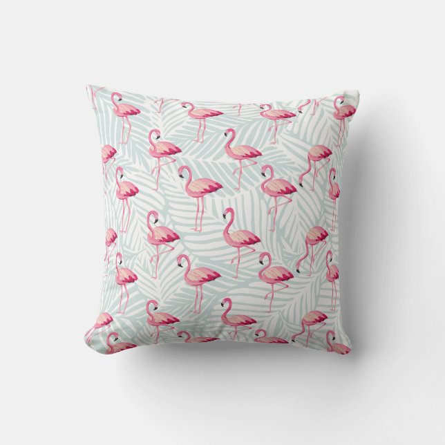Pink Flamingo & Palm Blätter - Niedlich Kissen (Vorderseite)