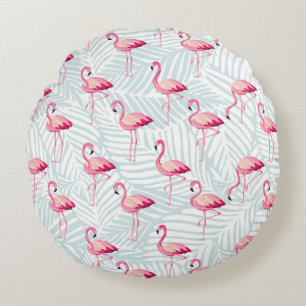 Pink Flamingo & Palm Blätter - Niedlich Rundes Kissen