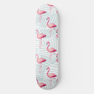 Pink Flamingo & Palm Blätter - Niedlich Skateboard