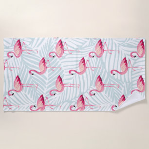 Pink Flamingo & Palm Blätter - Niedlich Strandtuch