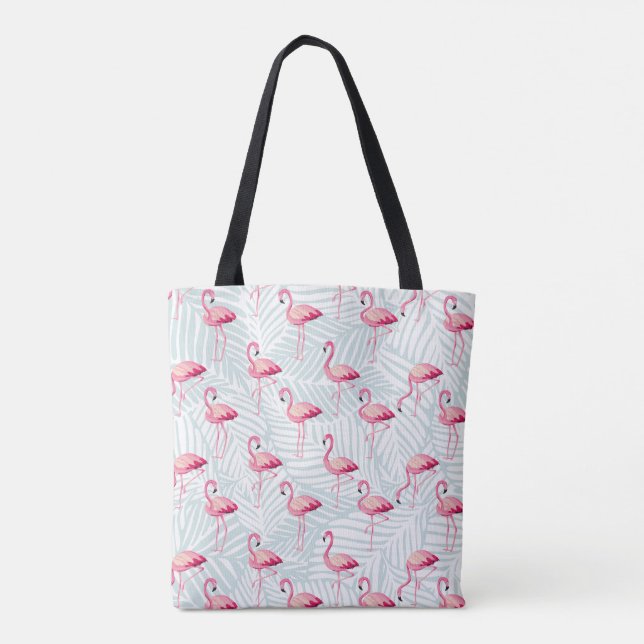 Pink Flamingo & Palm Blätter - Niedlich Tasche (Rückseite)