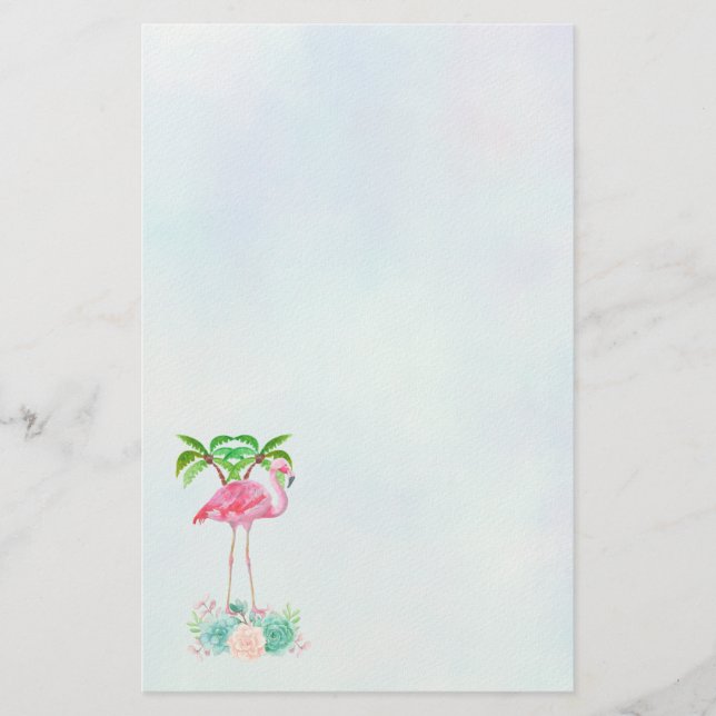 Pink Flamingo Palmen und Blumensukkulturen Briefpapier (Vorderseite)