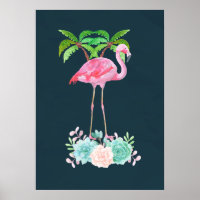 Pink Flamingo Palmen und Blumensukkulturen