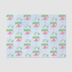 Pink Flamingo Palmen und Blumensukkulturen Seidenpapier