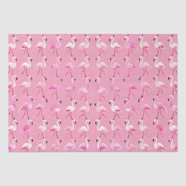 Pink Flamingo Paradise: Wasserfarben Muster Seidenpapier (Vorderseite)