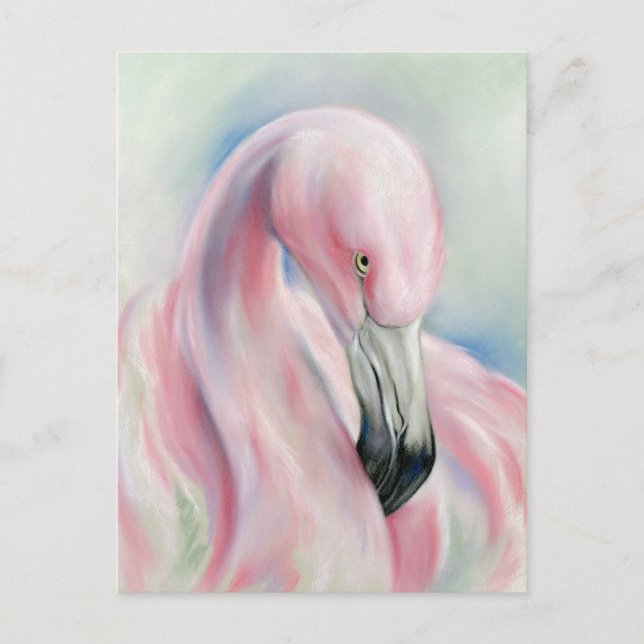 Pink Flamingo Pastel Art Postkarte (Vorderseite)
