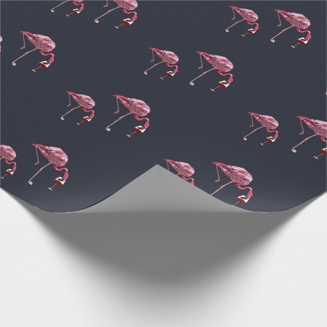 Pink Flamingo Pattern Wein Drink Funny Geschenkpapier (Ecke)