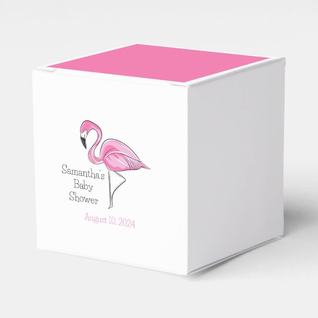 Pink Flamingo Personalisiert Baby Dusche Geschenkschachtel (Vorderseite)