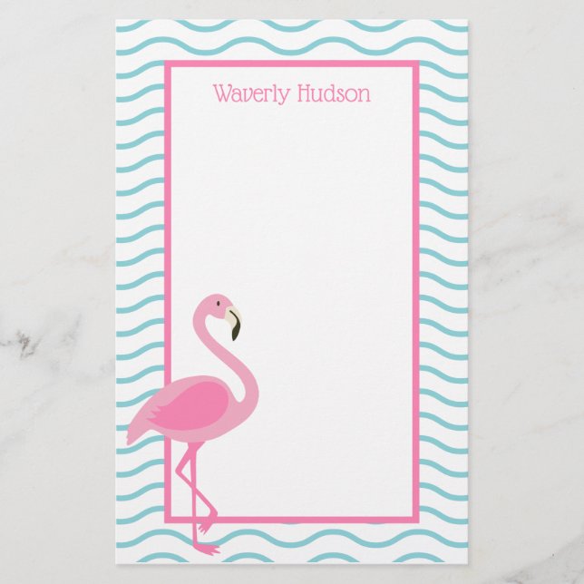 Pink Flamingo Personalisiert Stationery (Vorderseite)