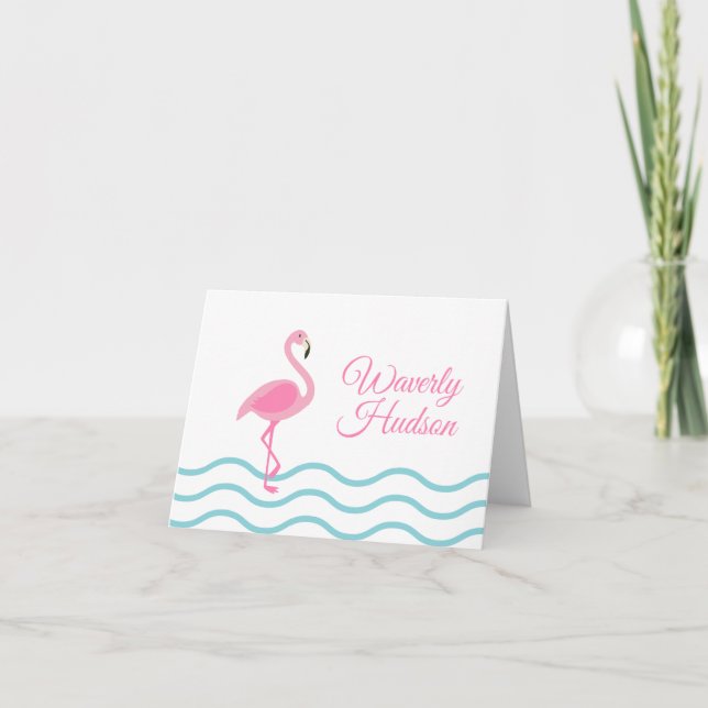 Pink Flamingo Personalisierte geklappte Mitteilung (Vorderseite)