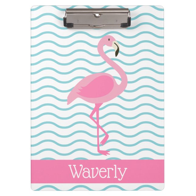 Pink Flamingo Personalisierte Zwischenablage Klemmbrett (Vorderseite)