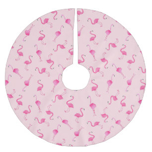 Pink Flamingo Polyester Weihnachtsbaumdecke