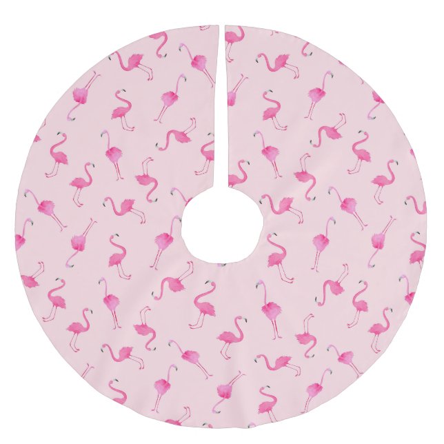 Pink Flamingo Polyester Weihnachtsbaumdecke (Vorderseite)